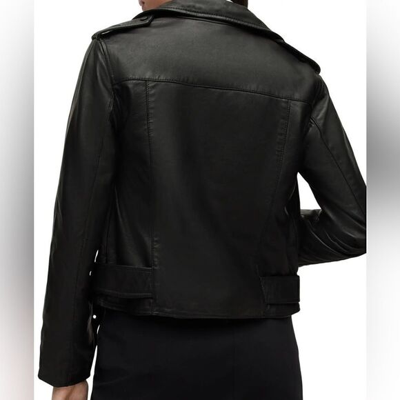All Saints Balfern Black Leather Biker Jacket NWT $570 - Picture 3 of 6